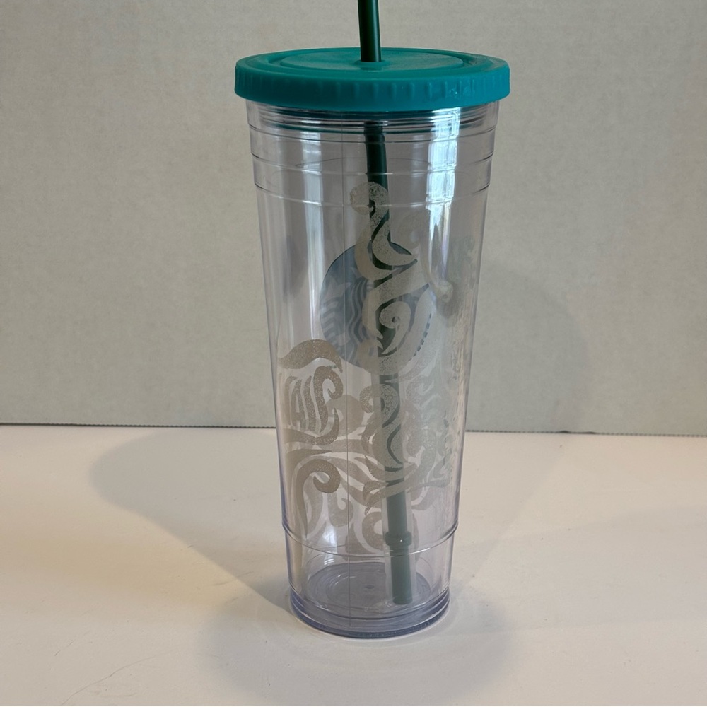 Starbucks Hawaii Exclusive Clear and Teal Tumbler with Straw - Picture 3 of 8
